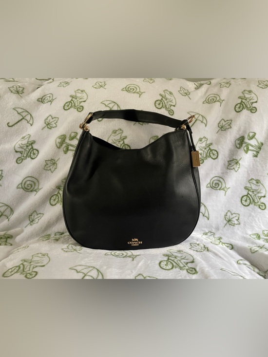 Coach Handbags - Coach Black Leather Shoulder Bag with Gold Accents / like new